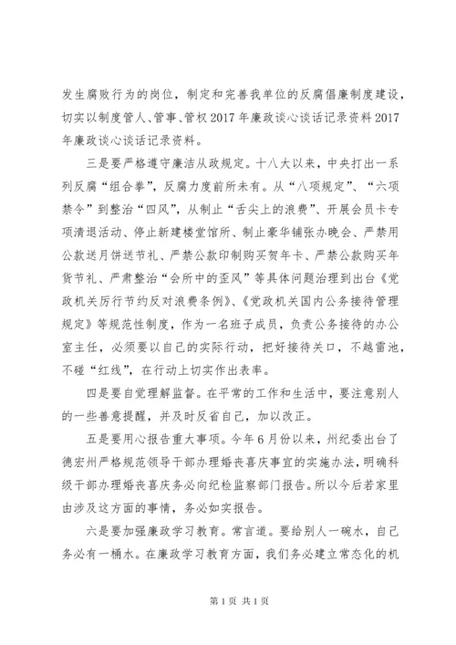 【个人廉洁谈话内容记录】一对一廉洁谈话记录.docx