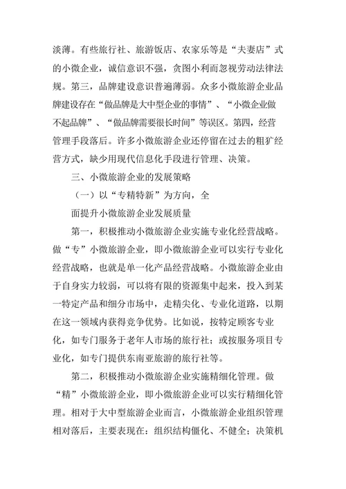 小微旅游企业的发展困境及应对策略