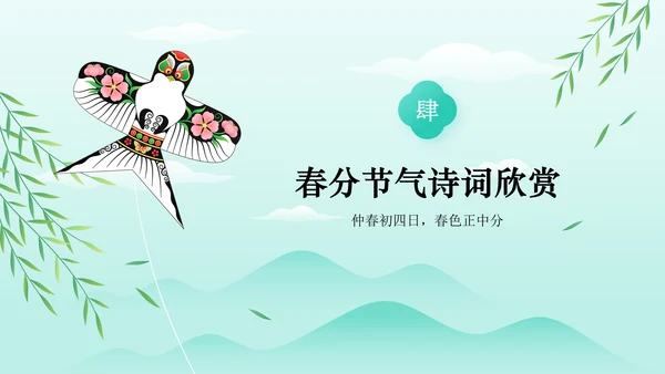 绿色水墨风春分传统习俗与节气变化PPT模板