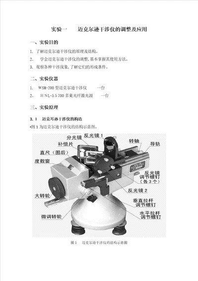 实验一迈克尔逊干涉仪的调整及应用