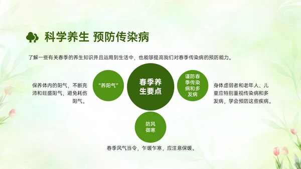 绿色清新简约春季流行病预防主题班会PPT课件春季传染病预防