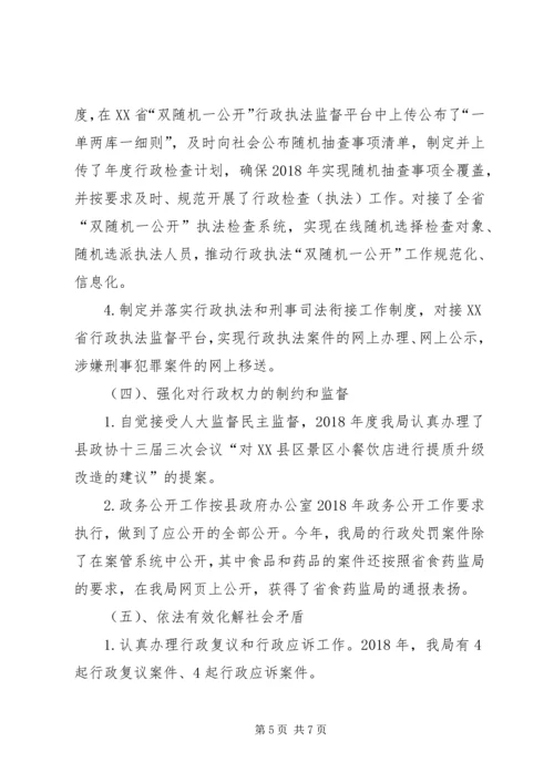 县市场监督管理局关于XX年度推进法治政府建设工作的情况汇报.docx