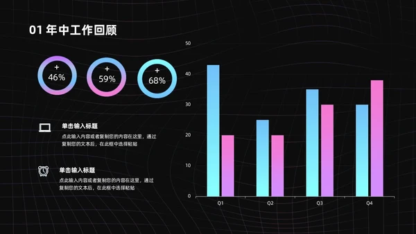 渐变黑色酸性线条风简约风工作总结PPT模板