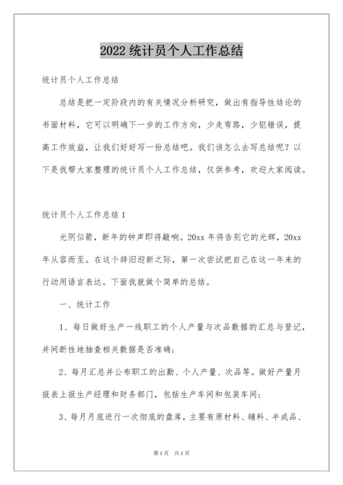 2022统计员个人工作总结.docx