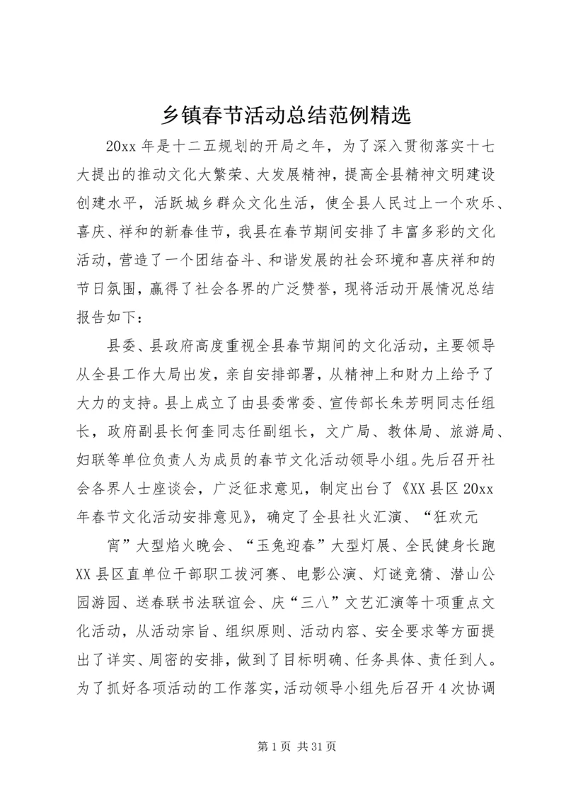 乡镇春节活动总结范例精选.docx