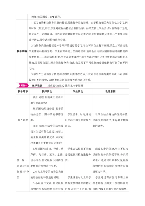6.1.1尝试对生物进行分类【2024秋人教八上生物精彩课堂（素材+教案+导学案）】