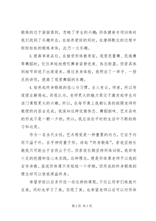 学习形体课的感想.docx