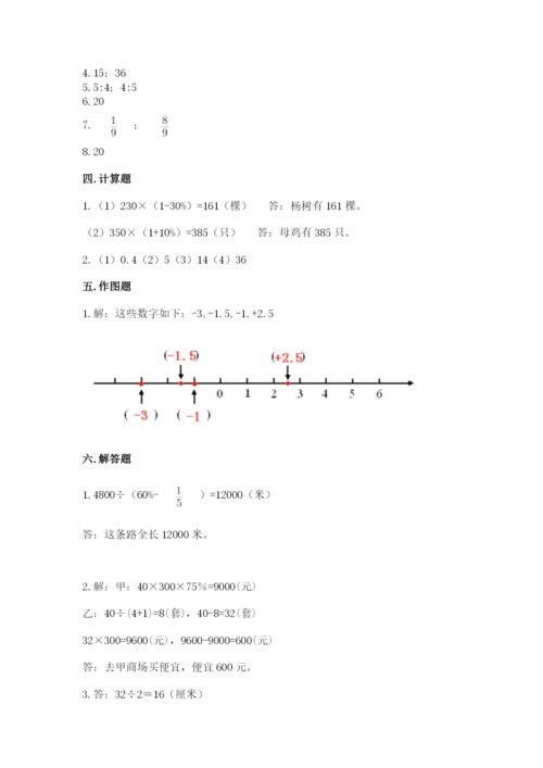 重庆市江津市六年级下册数学期末测试卷及答案参考.docx