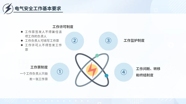 简约插画蓝色电气培训高压电工安全管理用电安全电力培训PPT模板