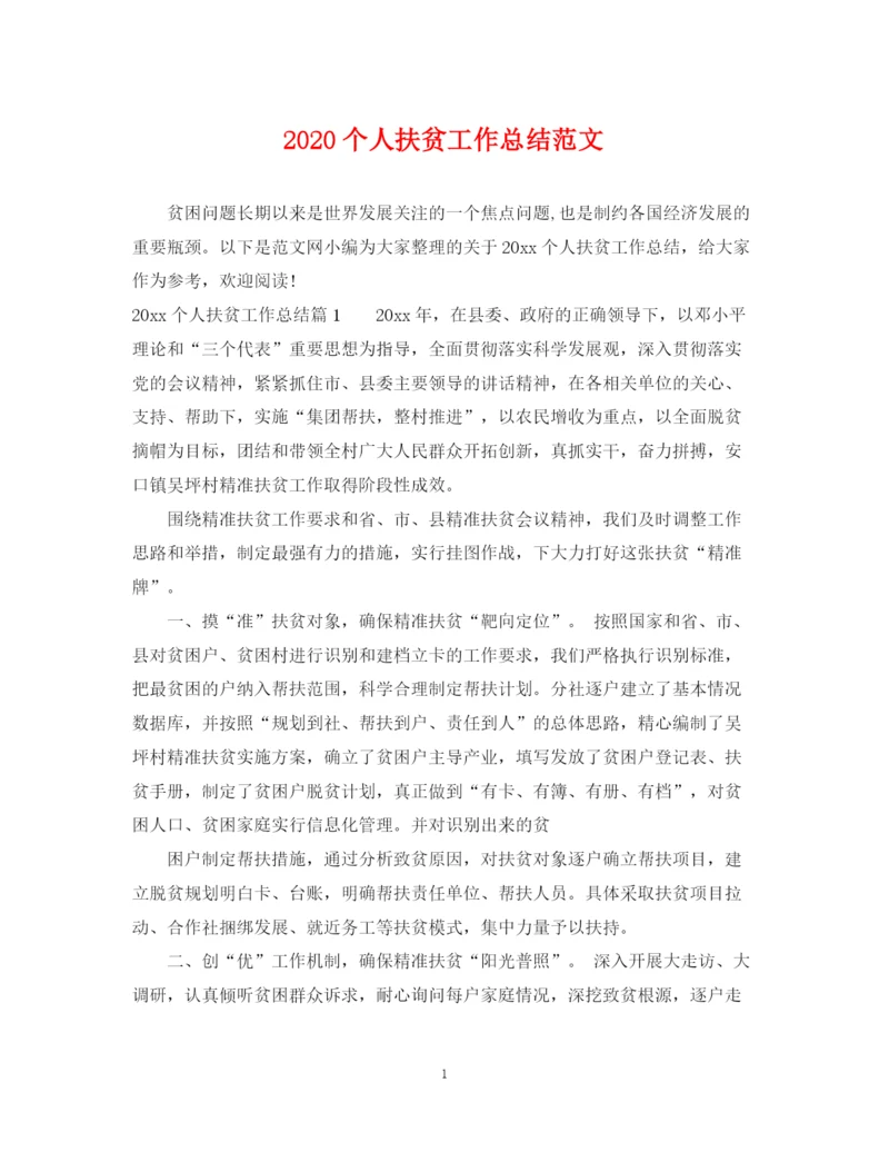精编之个人扶贫工作总结范文.docx