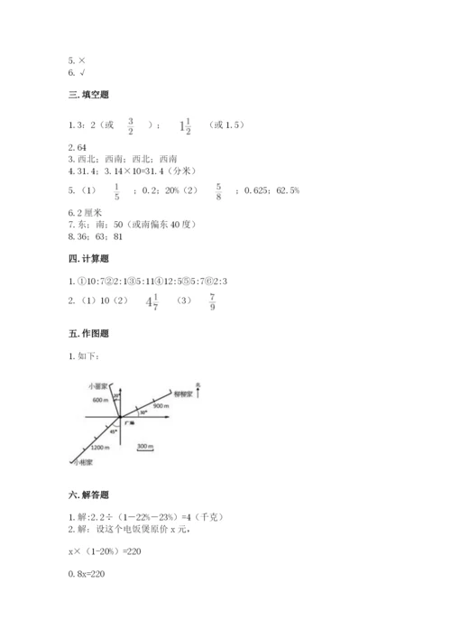 小学六年级数学上册期末考试卷【中心小学】.docx
