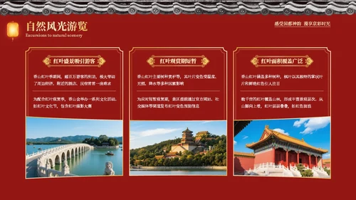 红色中国风印象北京旅游介绍PPT模板