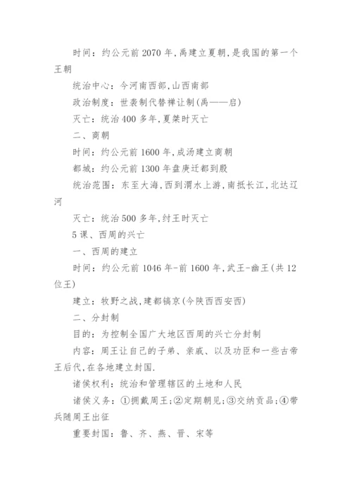 人教版七年级上册历史必背知识点整理总结.docx