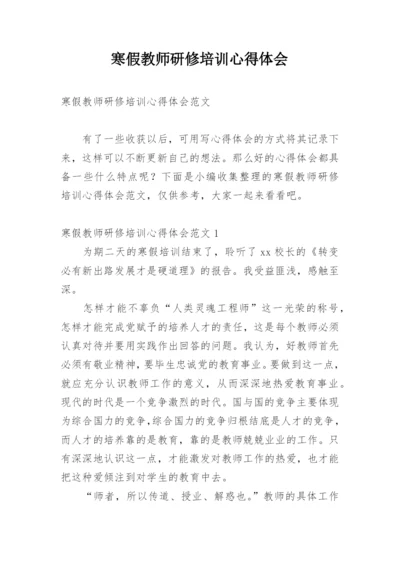 寒假教师研修培训心得体会.docx