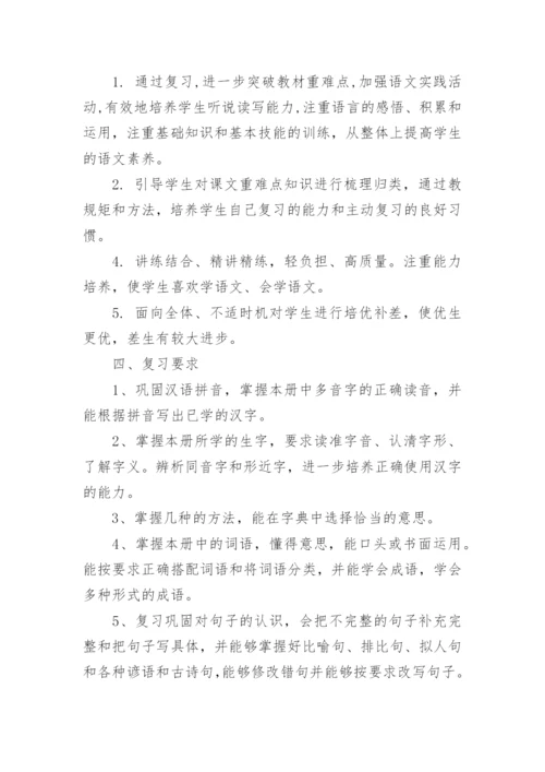 小学四年级下册语文复习计划.docx