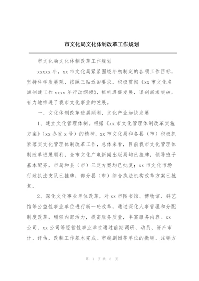 市文化局文化体制改革工作规划.docx