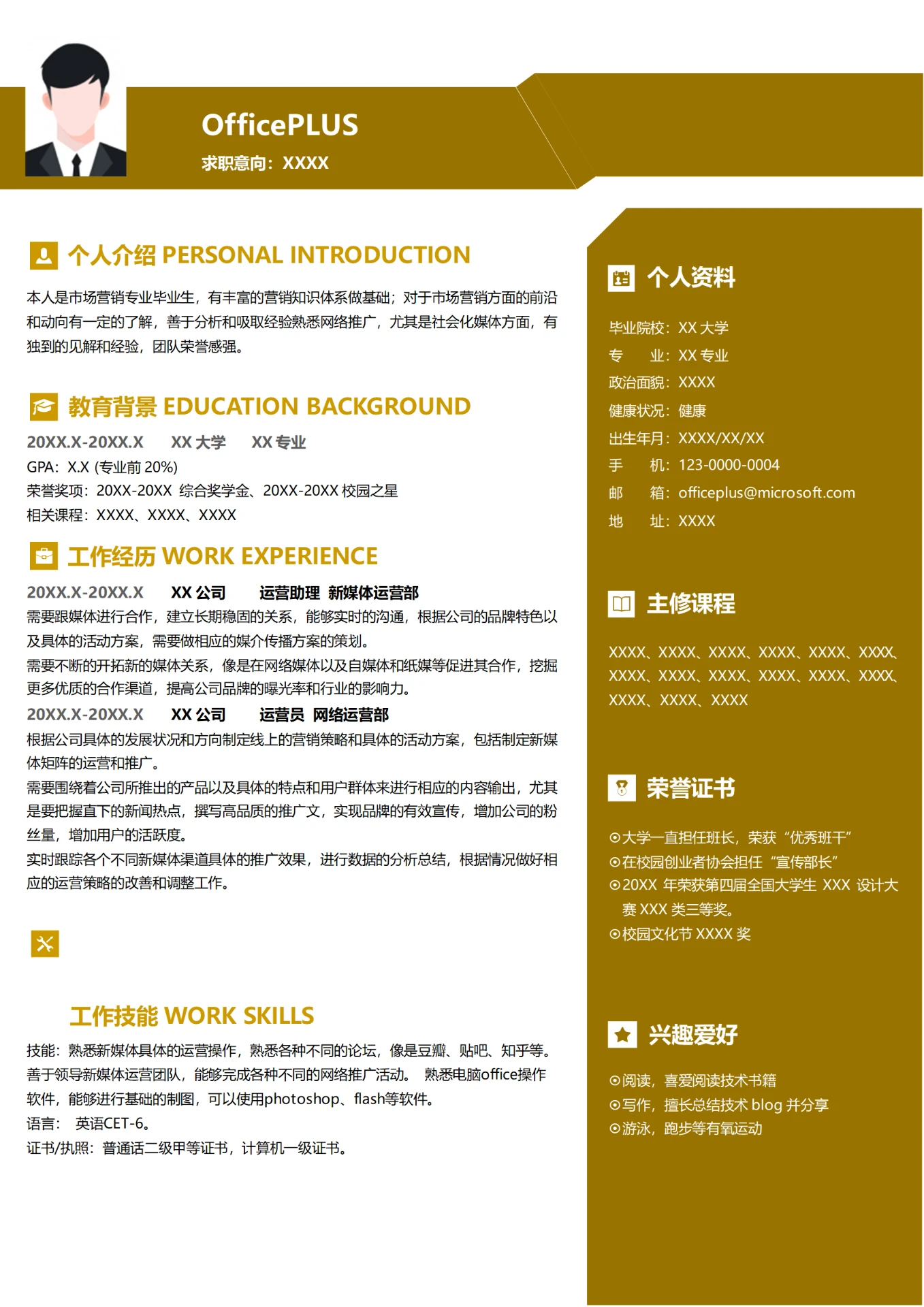 互联网新媒体运营助理简历模板