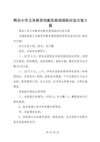 辉岩小学义务教育均衡发展迎国检应急方案5篇.docx