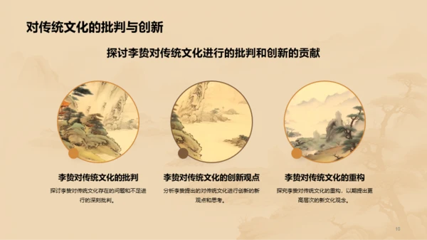 黄色中式国风李贽人物介绍PPT模板