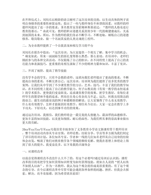 小学专业教师培训心得体会篇