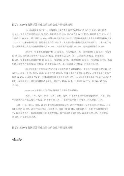 我国乐器行业主要生产企业产销情况回顾.docx