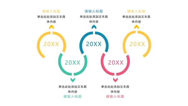 扁平简约通用时间轴图表PPT模板
