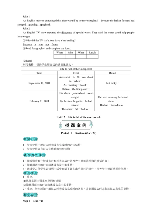 【高效实用备课】Unit 12 Life is full of the unexpected 同步教