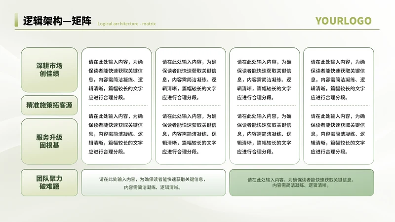 绿色商务风4项矩阵PPT单页