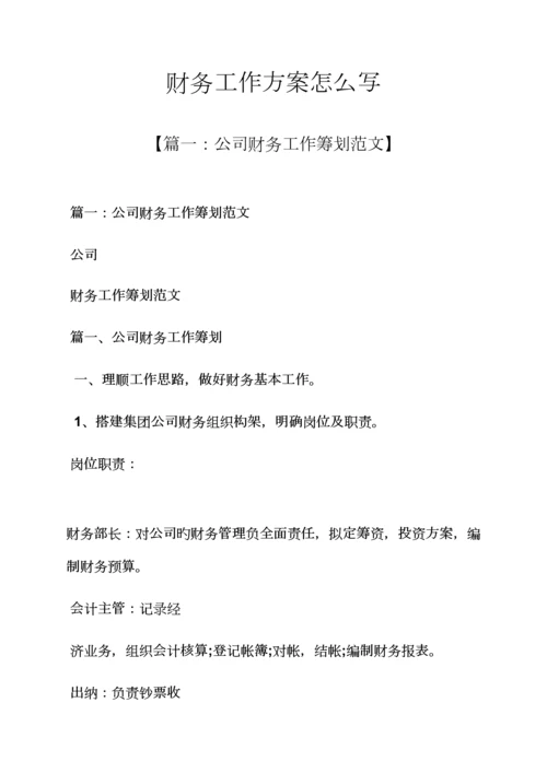 活动专题方案之财务工作专题方案怎么写.docx
