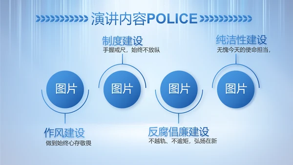 蓝色大气公安警察工作总结计划PPT