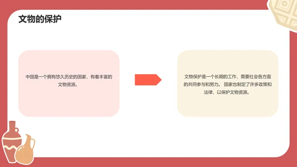 红色插画文物保护介绍科普PPT模板