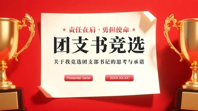 红色简约风竞选团支书校园竞选演讲汇报PPT模板