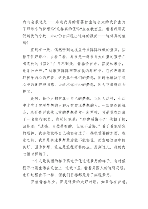 青春逐梦正当时800字高分作文.docx