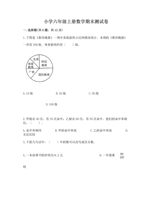 小学六年级上册数学期末测试卷必考题.docx