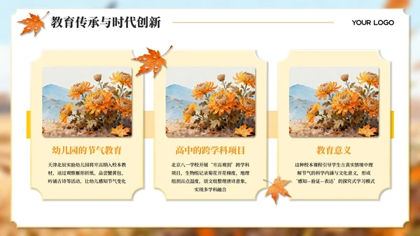 橙黄色寒露主题教育宣传PPT模板