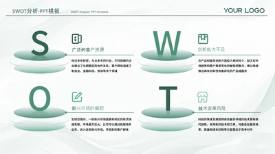 绿色系渐变风swot分析SWOT关系页
