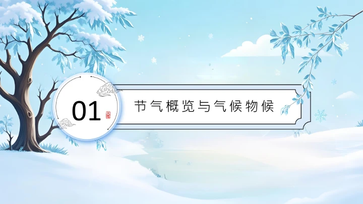 蓝色插画风大雪节气介绍PPT模板