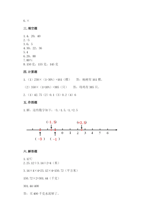 赣州市会昌县六年级下册数学期末测试卷一套.docx