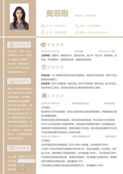 个人简历（新媒体运营）word模板