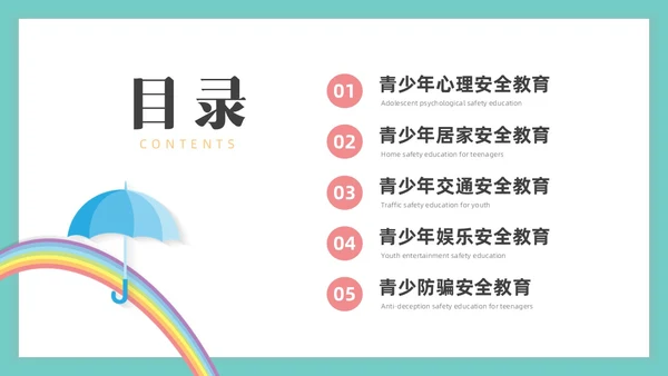 绿色水彩简约青少年自我保护教育培训PPT课件青少年教育