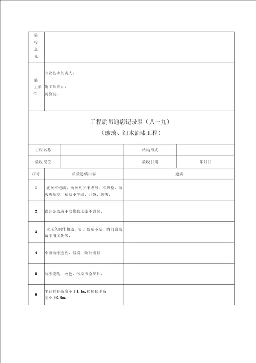 建筑工程质量通病消除情况记录表