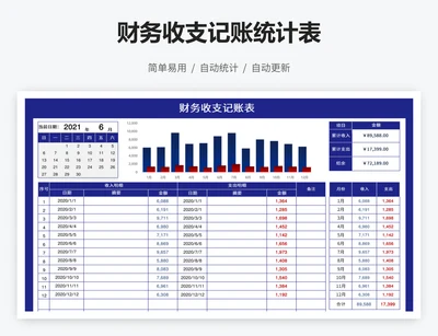 财务收支记账统计表