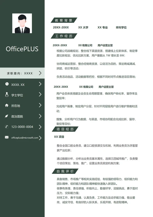 用户运营主管简历范文