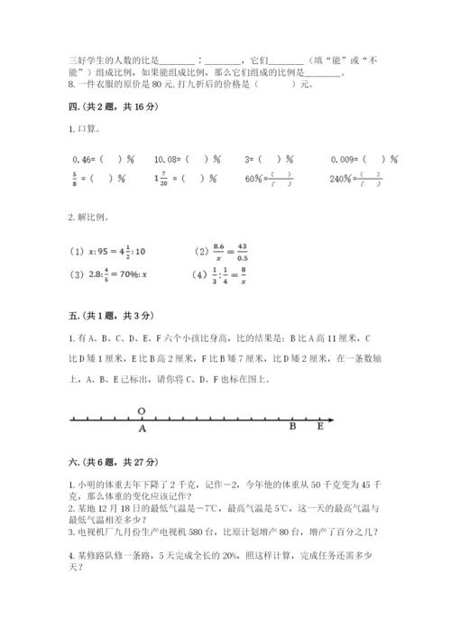 小学六年级数学期末自测题精品【预热题】.docx