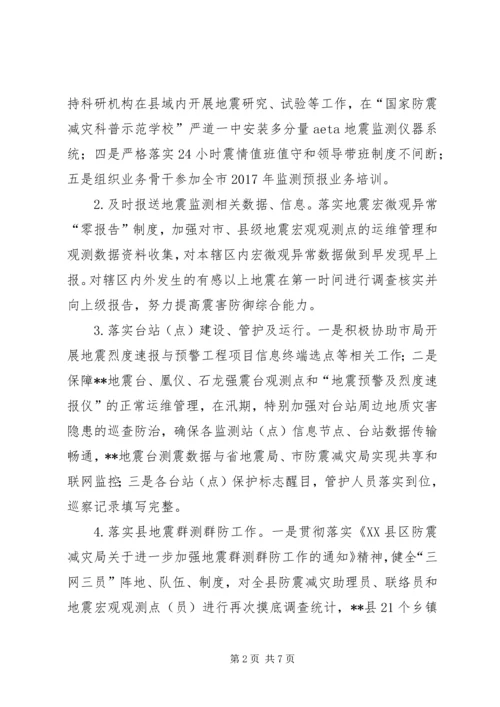 县防震减灾局工作目标考核任务完成情况的自查报告.docx