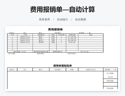 费用报销单—自动计算