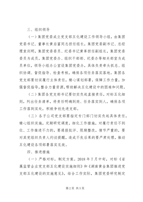 集团推进党支部五化建设实施方案.docx