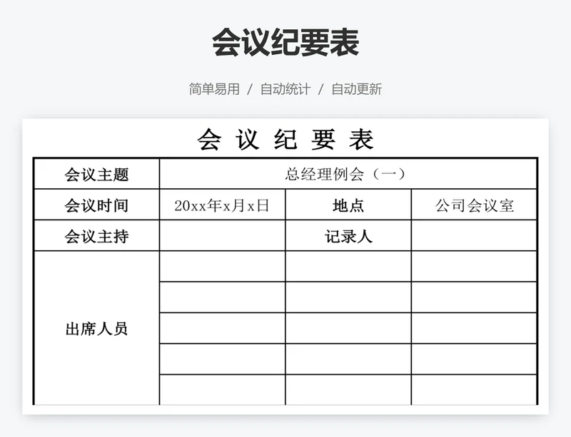 会议纪要表