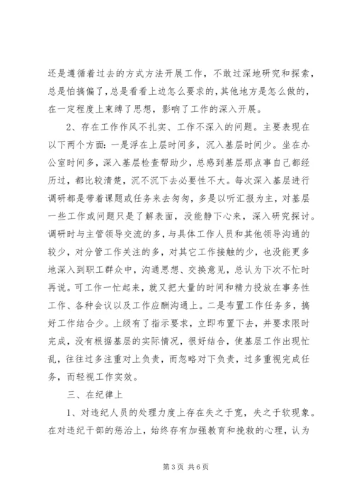 民主生活会调研工作党性剖析材料.docx