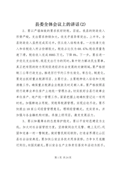 县委全体会议上的讲话(2).docx